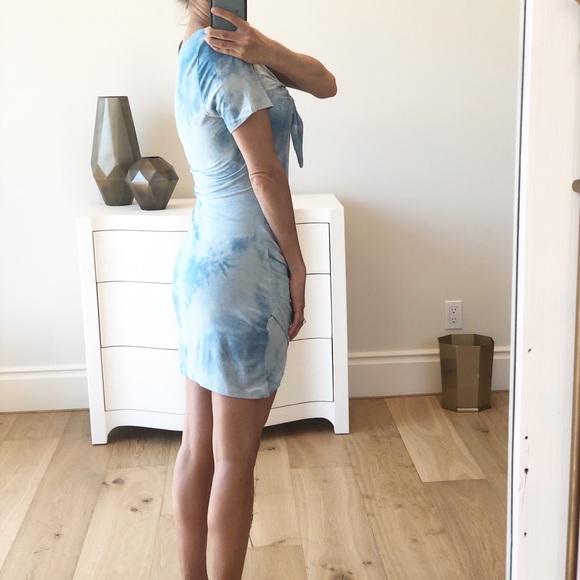 Small Sky Blue Tie Dye Knot T Shirt Dress - Picture 4 of 7